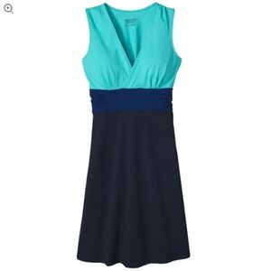 Patagonia Margot wrap dress small blue green cotton